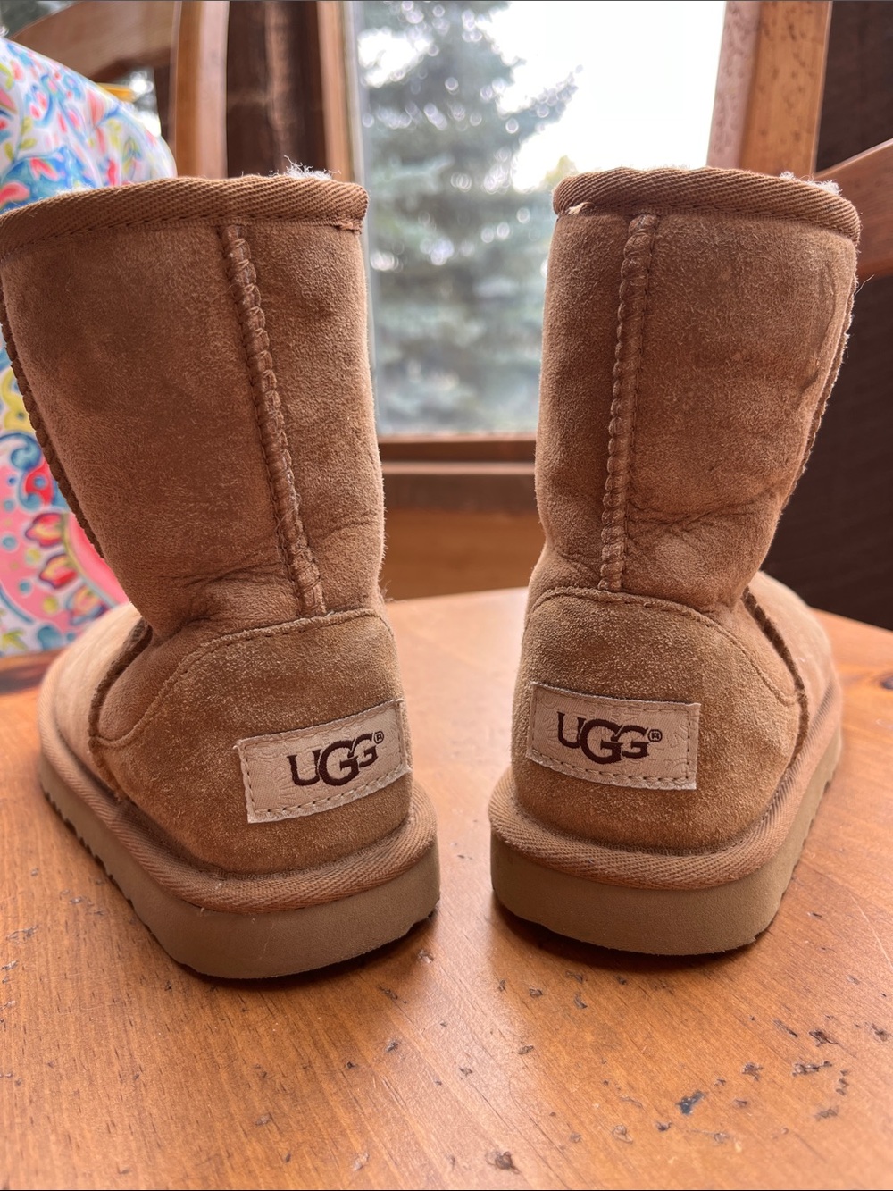 UGG Short Suede Sheepskin Boots in Chestnut Brown